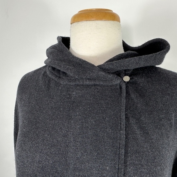LULULEMON Size 6? Hooded Peace Of Mind Wrap Cardigan Sweater Heathered Black - Picture 5 of 14